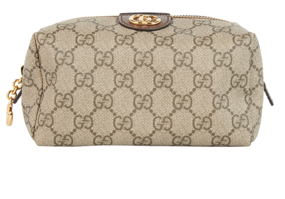 Gucci Ophidia Cosmetic Pouch, £280, Accessories, Brown/Gold/Grey, Coated Canvas, Front view